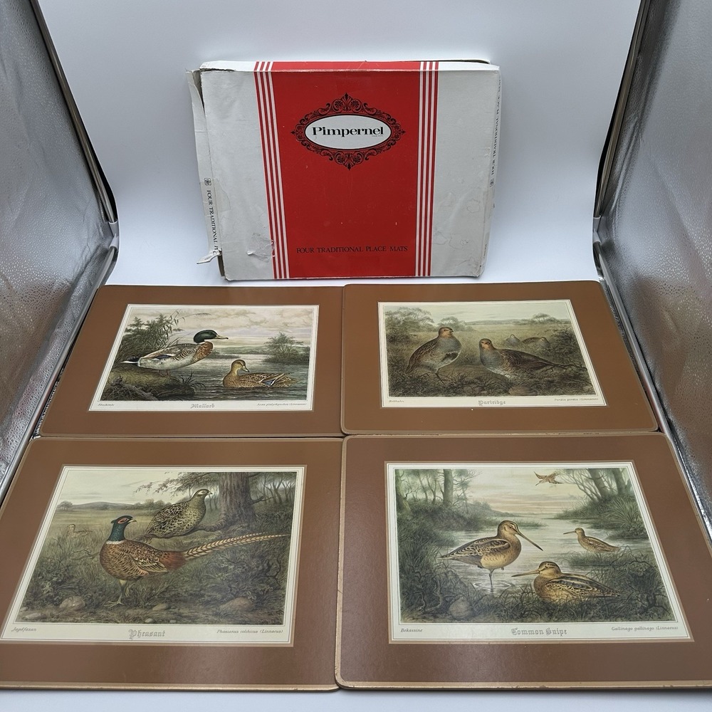 Vintage Pimpernel Game Birds Placemats Set 4 Mallard Pheasant Snipe Partridge